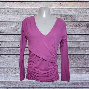 Sundance Women's Top Small Pink Long Sleeve Criss-Cross V-neck